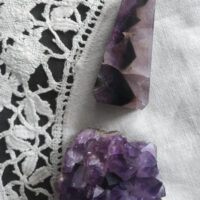 AMETHYST COLLECTION ※ Chevron Amethyst Obelisk & Geode piece - Image 2