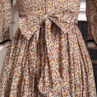 HARVEST PRAIRIE DRESS ※ handsewn -  birds, acorns, mushrooms, flowers, pears - XS - Image 5
