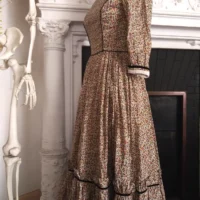 HARVEST PRAIRIE DRESS ※ handsewn -  birds, acorns, mushrooms, flowers, pears - XS - Image 2