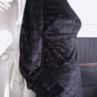 WITCHY BLACK VELVET MAXI DRESS ※ VELVET CAVE design - high neck, poet sleeves - XS - Image 4