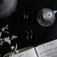 MEMENTO MORI & IROM OTNEMEM. DROP EARRINGS ✷ sustainable silver - mini trefoil cross or inverted crucifix - Image 7