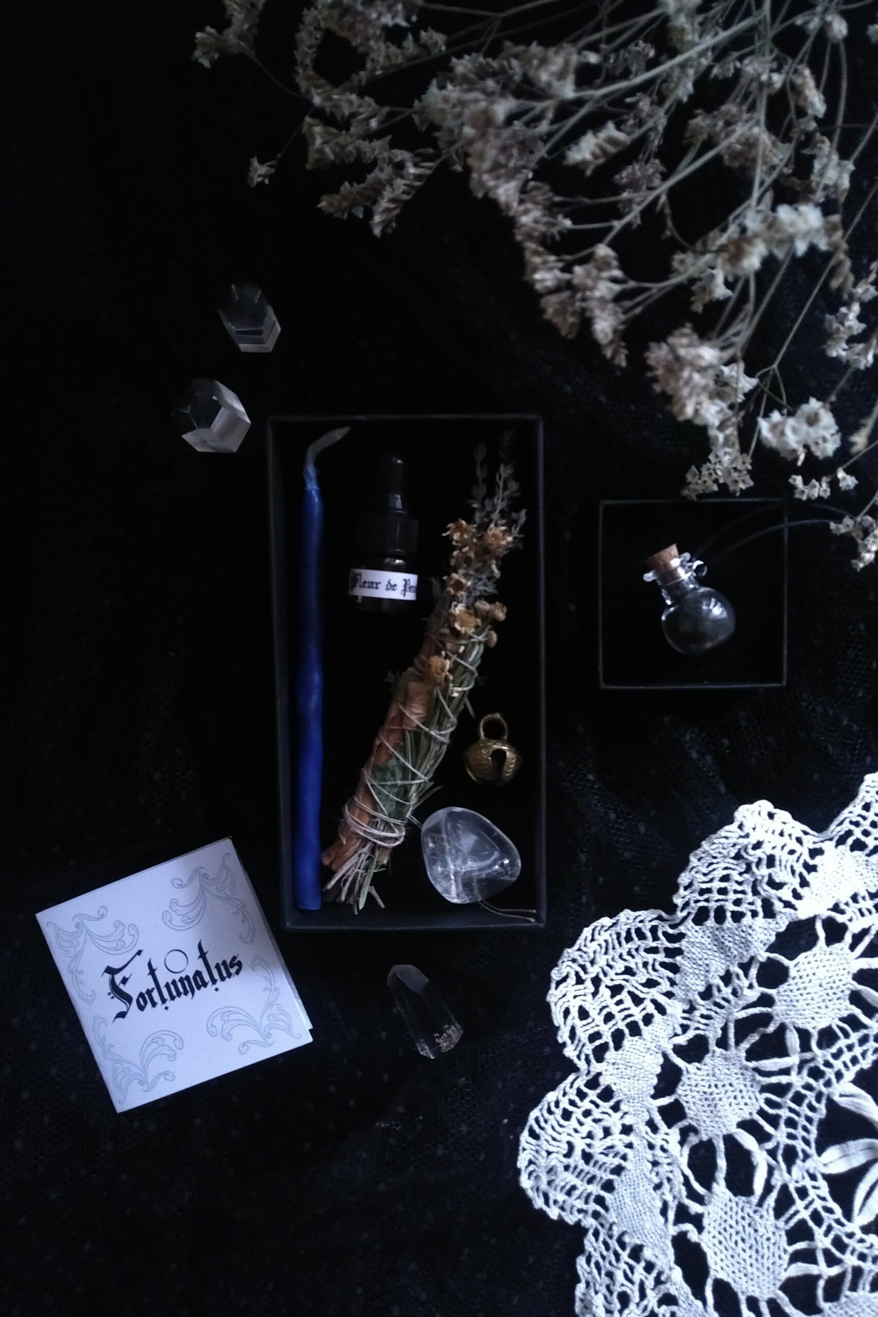 DEA MARICA. BLACK WITCHES SALT AMULET ✷ protection - glass bottle, cork, handcrafted silver holder - Image 9