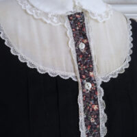 BLACK & WHITE GUNNE SAX PRAIRIE DRESS ※ Peter Pan collar, bib & flowery skirt - Image 5