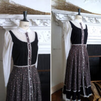 BLACK & WHITE GUNNE SAX PRAIRIE DRESS ※ Peter Pan collar, bib & flowery skirt
