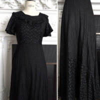 BLACK MAXI PRAIRIE DRESS ※ handsewn in Gunne Sax style - XS