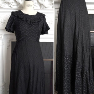 BLACK MAXI PRAIRIE DRESS ※ handsewn in Gunne Sax style - XS
