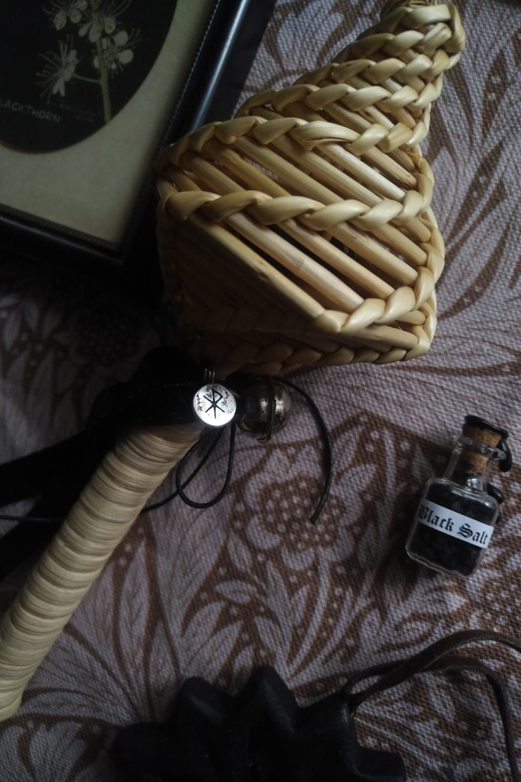 CREPITACULA. PROTECTION ARTEFACT, FOLK RATTLE ✷ LAST ONE - wicker & customisable silver medallion - Image 7