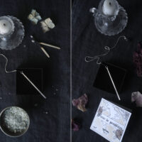 FLEUR DE POUSSIÈRE. PENDULUM ✷ sterling silver & black lava or rosewood bead + patchouli rose potion - Image 2