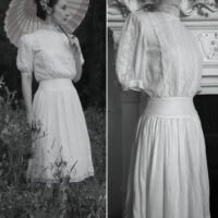 WHITE GUNNE SAX DRESS ※ by Jessica McClintock ※ Prairie, Cottage-core, Edwardian style