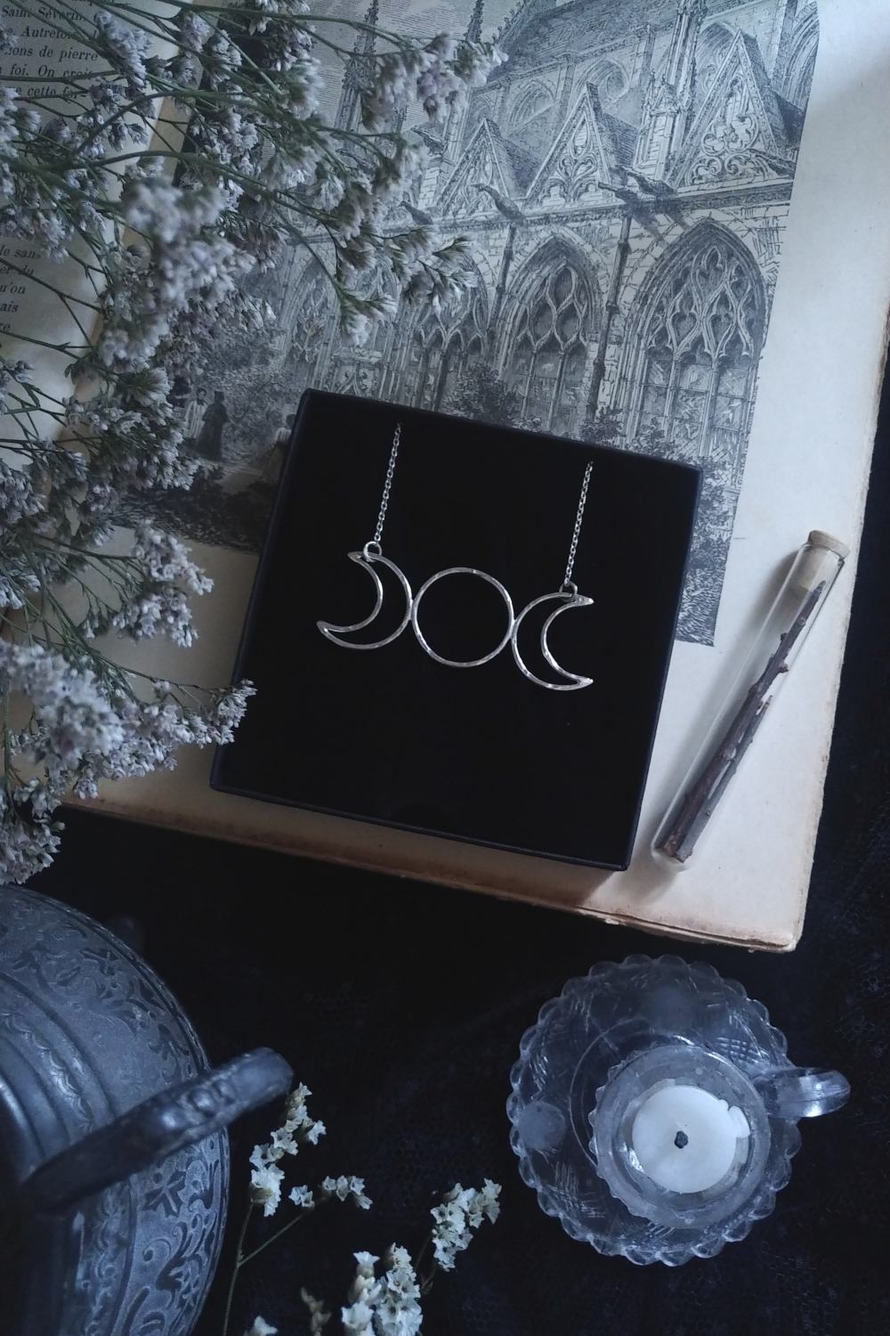 MINI ESBAT. TRIPLE MOON TALISMAN ✷ sterling silver - evolution, circle of life, psychic abilities - Image 7