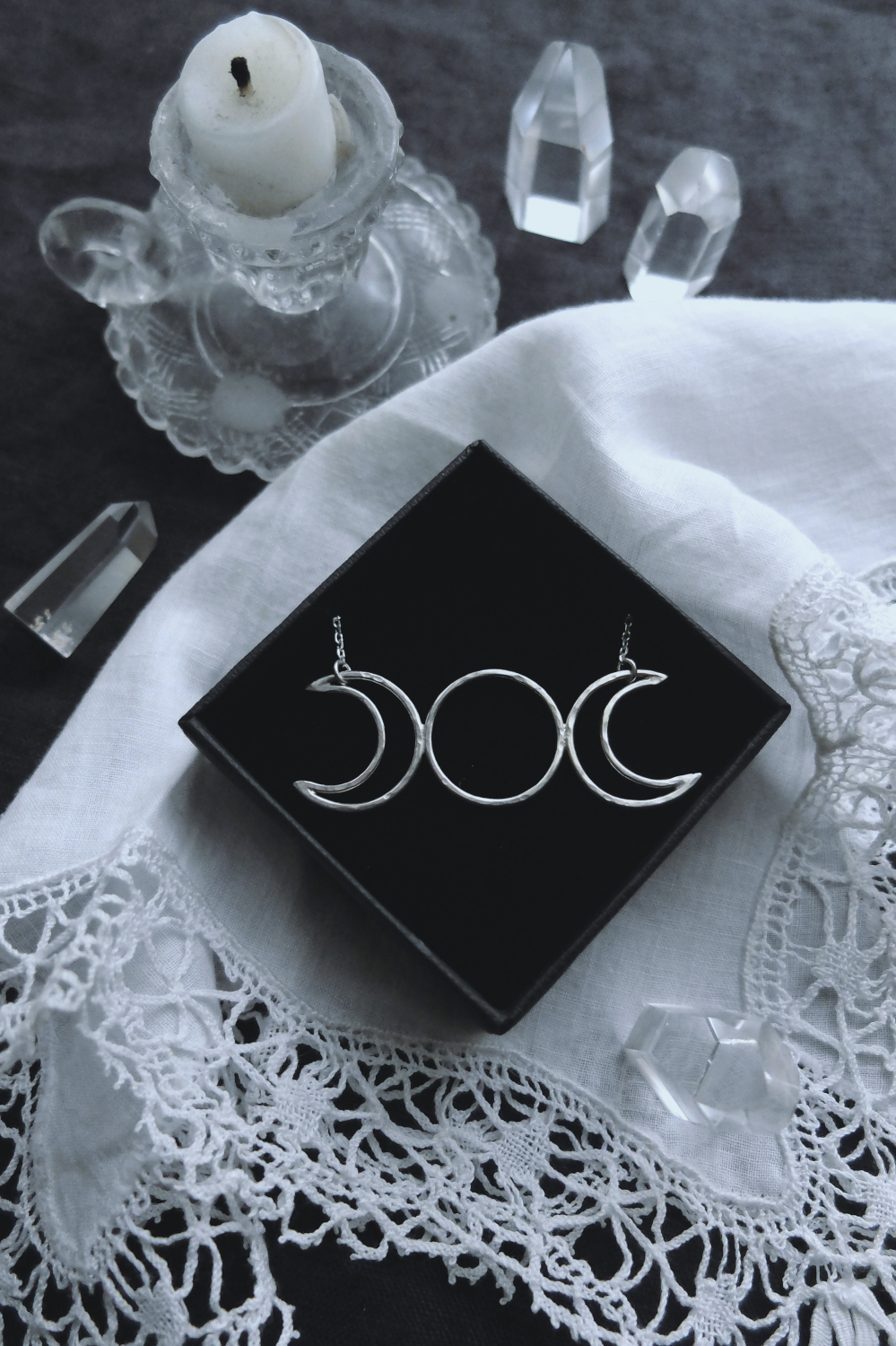 MINI ESBAT. TRIPLE MOON TALISMAN ✷ sterling silver - evolution, circle of life, psychic abilities - Image 4