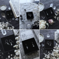 MEMENTO MORI & IROM OTNEMEM. DROP EARRINGS ✷ sustainable silver - mini trefoil cross or inverted crucifix - Image 9