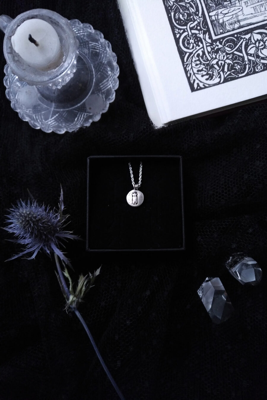RUSTIQUE MEDALLION. ANTIQUED HEIRLOOM ✷ sustainable sterling silver - necklace or bracelet - pick a symbol, rune or letter - Image 3