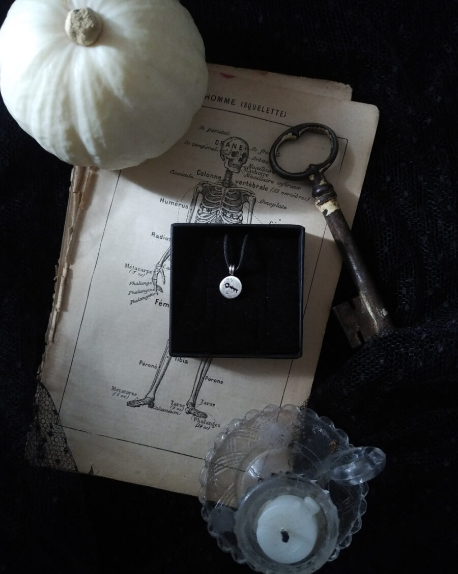 RUSTIQUE MEDALLION. ANTIQUED HEIRLOOM ✷ sustainable sterling silver - necklace or bracelet - pick a symbol, rune or letter - Image 2