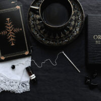 FLEUR DE POUSSIÈRE. PENDULUM ✷ sterling silver & black lava or rosewood bead + patchouli rose potion