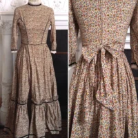 HARVEST PRAIRIE DRESS ※ handsewn -  birds, acorns, mushrooms, flowers, pears - XS