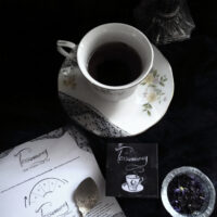 TASSEOMANCY. TEA LEAVES READING KIT ✷ LAST ONE! vintage teacup, tea, incense, tasseography symbolism & instructions leaflets
