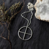 CHIISIKAAW. PETROGLYPH TALISMAN ✷ recycled silver - medicine wheel, sun wheel, solar cross - Image 6
