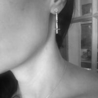MINI PETRINE. INVERTED CROSS EARRINGS ✷ sustainable, recycled silver - Petrine / Saint Peter's cross, crucifix - Image 3
