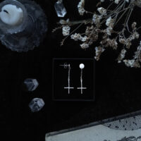 MINI PETRINE. INVERTED CROSS EARRINGS ✷ sustainable, recycled silver - Petrine / Saint Peter's cross, crucifix - Image 6
