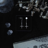 MINI PETRINE. INVERTED CROSS EARRINGS ✷ sustainable, recycled silver - Petrine / Saint Peter's cross, crucifix