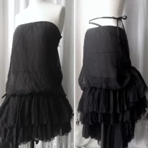 ANNE VALERIE HASH SILK SKIRT x DRESS ※ black silk chiffon, ruffles