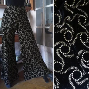 BIBA-STYLE PALAZZO TROUSERS ※ handmade - black velvet, golden embroideries
