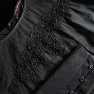 BLACK VICTORIANA BLOUSE ※ cotton & lace appliqué