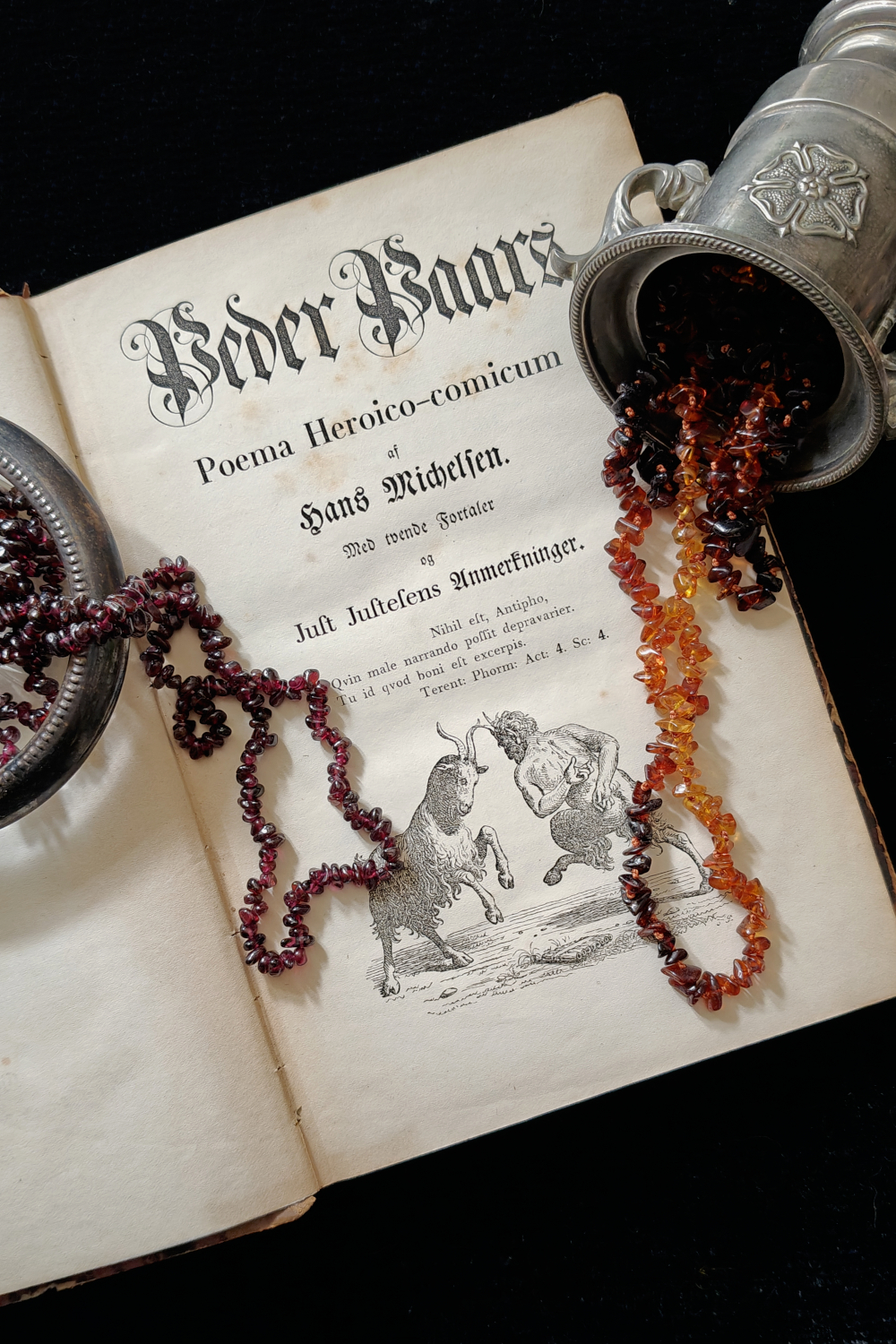 MON SEVL DÉSIR. CORDIFORM AMULET ✷ sustainable sterling silver & garnet or amber bead ✷ sustainable sterling silver - with a leaf or letter & pre-loved garnet or amber bead - Image 5