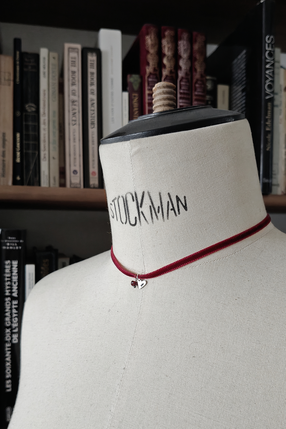 MON SEVL DÉSIR. CORDIFORM AMULET ✷ sustainable sterling silver & garnet or amber bead ✷ sustainable sterling silver - with a leaf or letter & pre-loved garnet or amber bead - Image 6