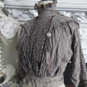 GHOSTLY GREY EDWARDIAN BLOUSE  ※ 1900s dyed piece