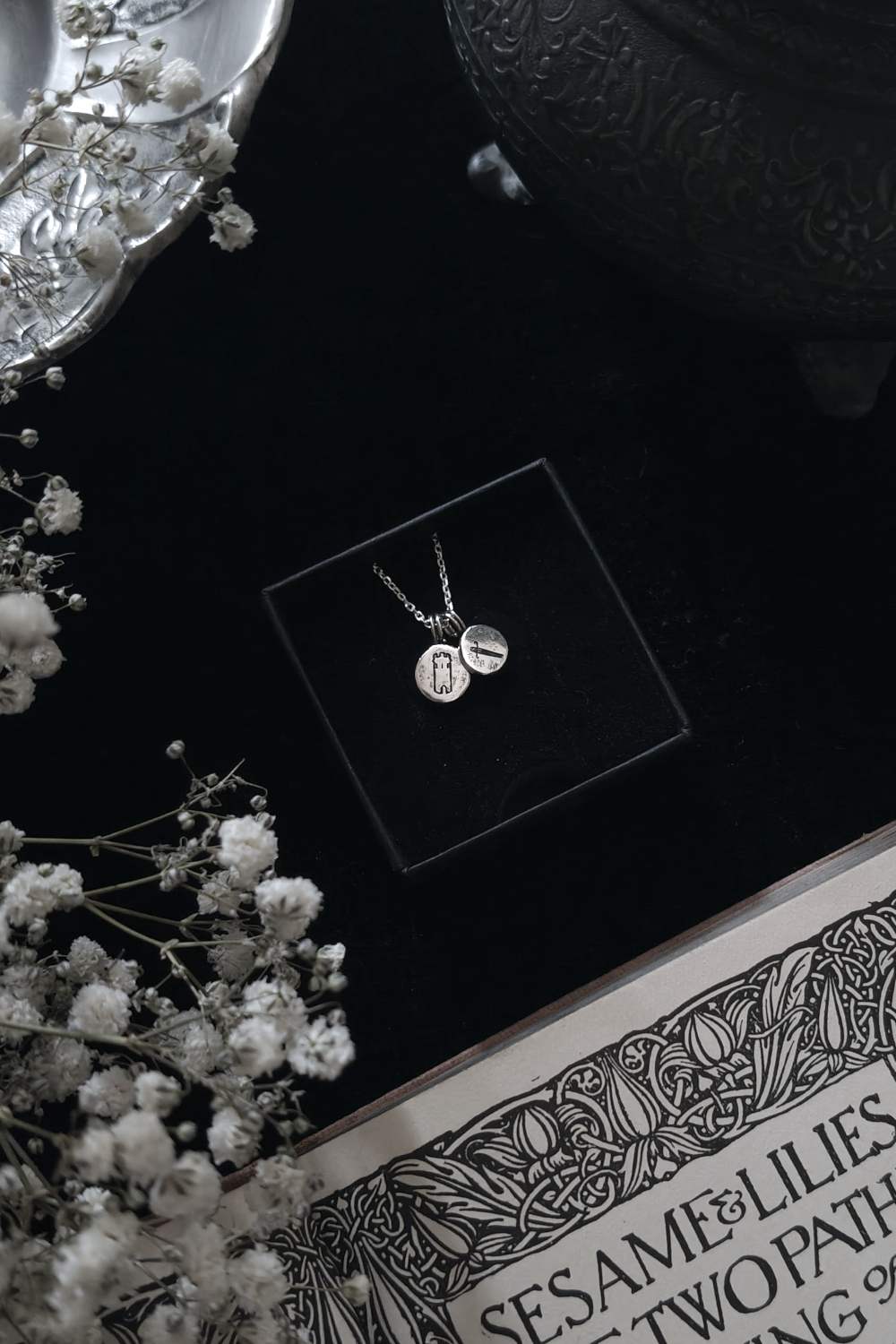 RUSTIQUE MEDALLION. ANTIQUED HEIRLOOM ✷ sustainable sterling silver - necklace or bracelet - pick a symbol, rune or letter - Image 3