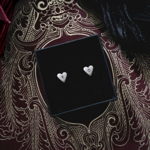 MON SEVL DÉSIR. CORDIFORM STUD EARRINGS ✷ sustainable sterling silver - with a leaf or letter stamp